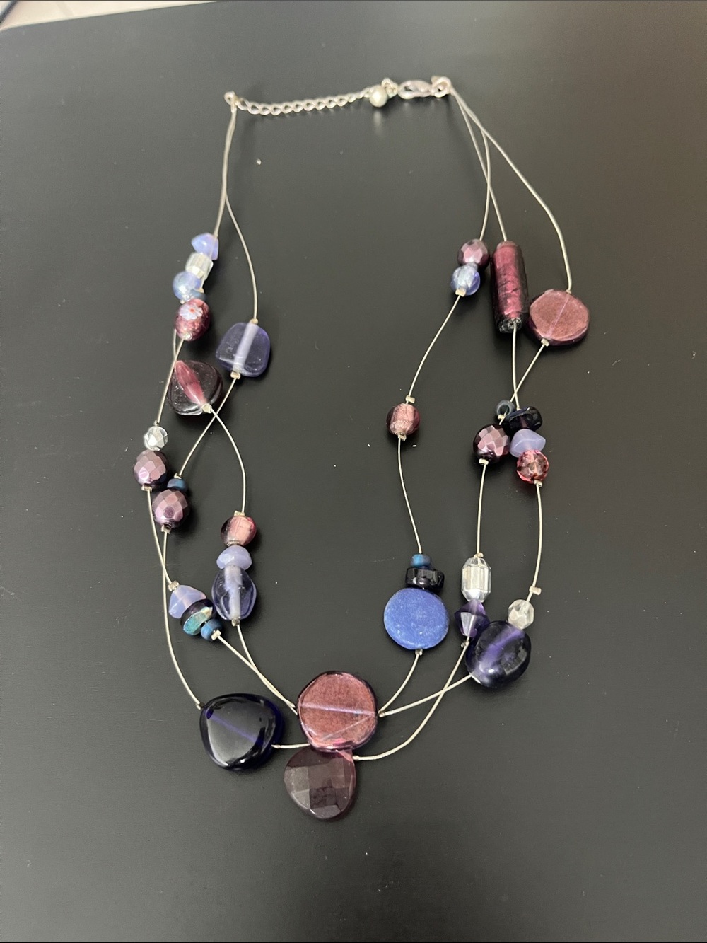 Chicos Layered Purple and Plum Multi-Bead Necklace